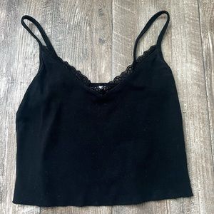 Topshop black tank top with lace details